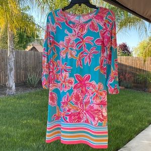 Lily Pulitzer dress, pink orchid, turquoise blue, women size XS